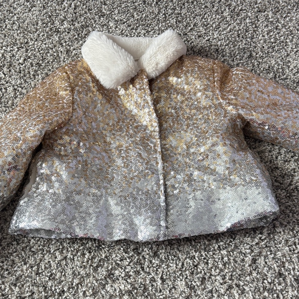 Disney Gold and Silver Sequin Kids Puffer Jacket